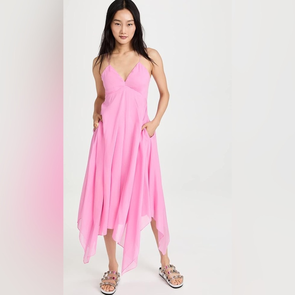 Rebecca Taylor Pink Handkerchief Silk-Blend Dress